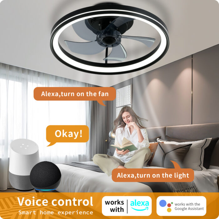 YeetFerret Bladeless Ceiling Fans with Light and Remote, Compatible with Alexa and Google - Image 2