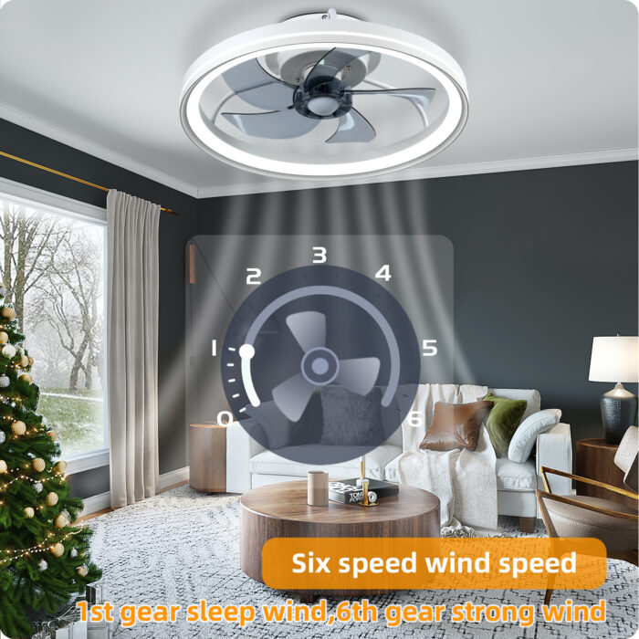 YeetFerret WiFi Low Profile Ceiling Fan With Light,White Bladeless Ceiling Fan Compatible with Alexa - Image 3