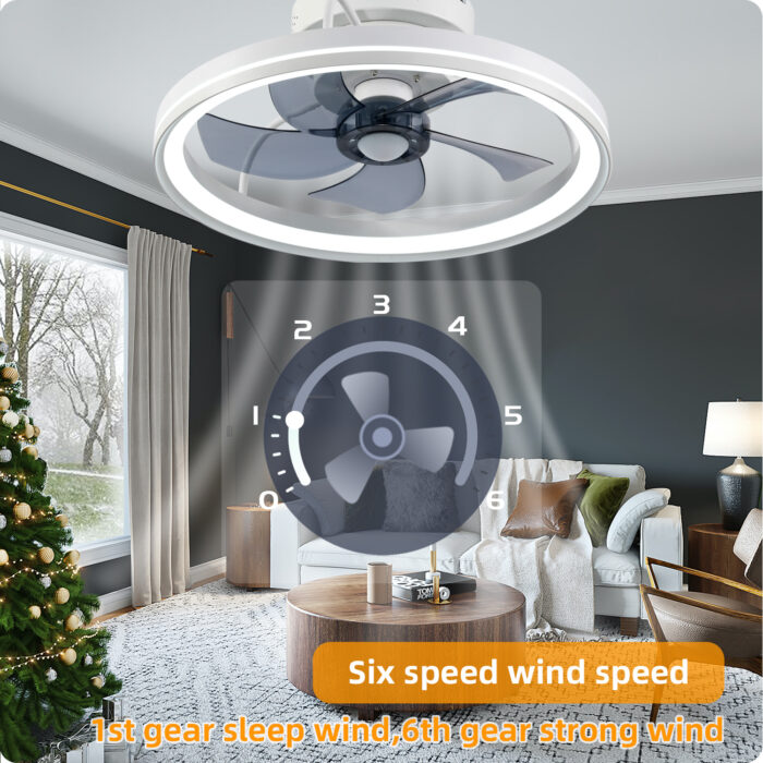 YeetFerret Bladeless Ceiling Fan with Light, 19in White Low Profile Ceiling Fan Remote/APP Control - Image 3