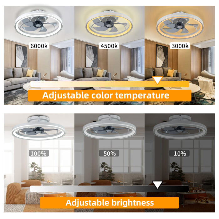 YeetFerret WiFi Low Profile Ceiling Fan With Light,White Bladeless Ceiling Fan Compatible with Alexa - Image 6